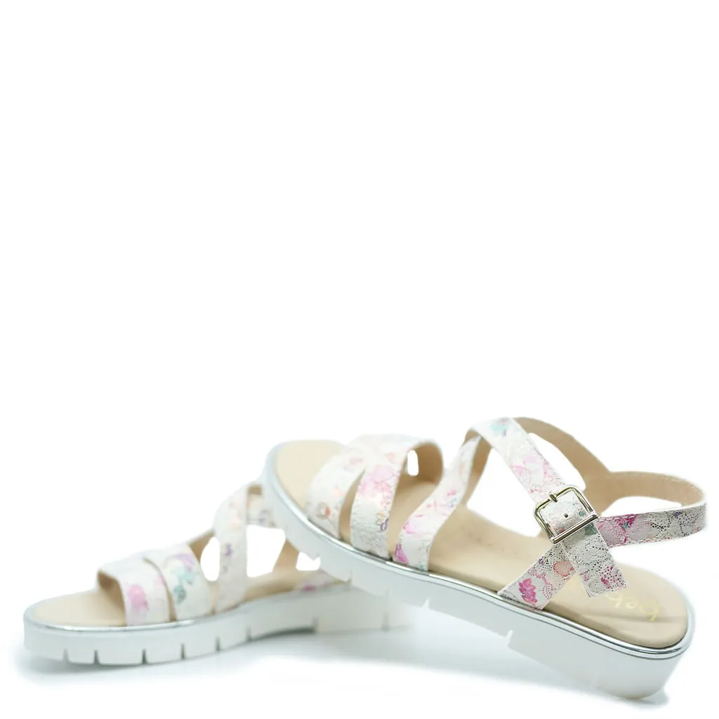 Beberlis Metallic Floral Strap Platform Sandal