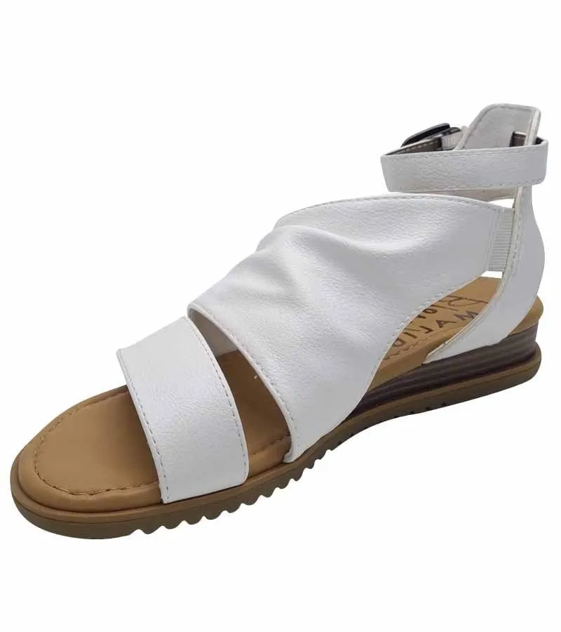 Blowfish Womens White Draped Low Wedge Summer Sandal - Balana