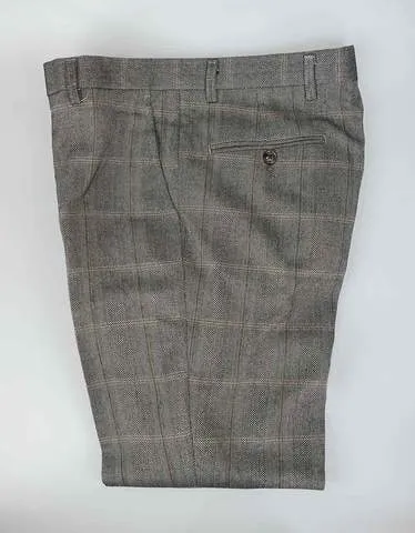 Cavani Connall Brown Tweed Check Trousers