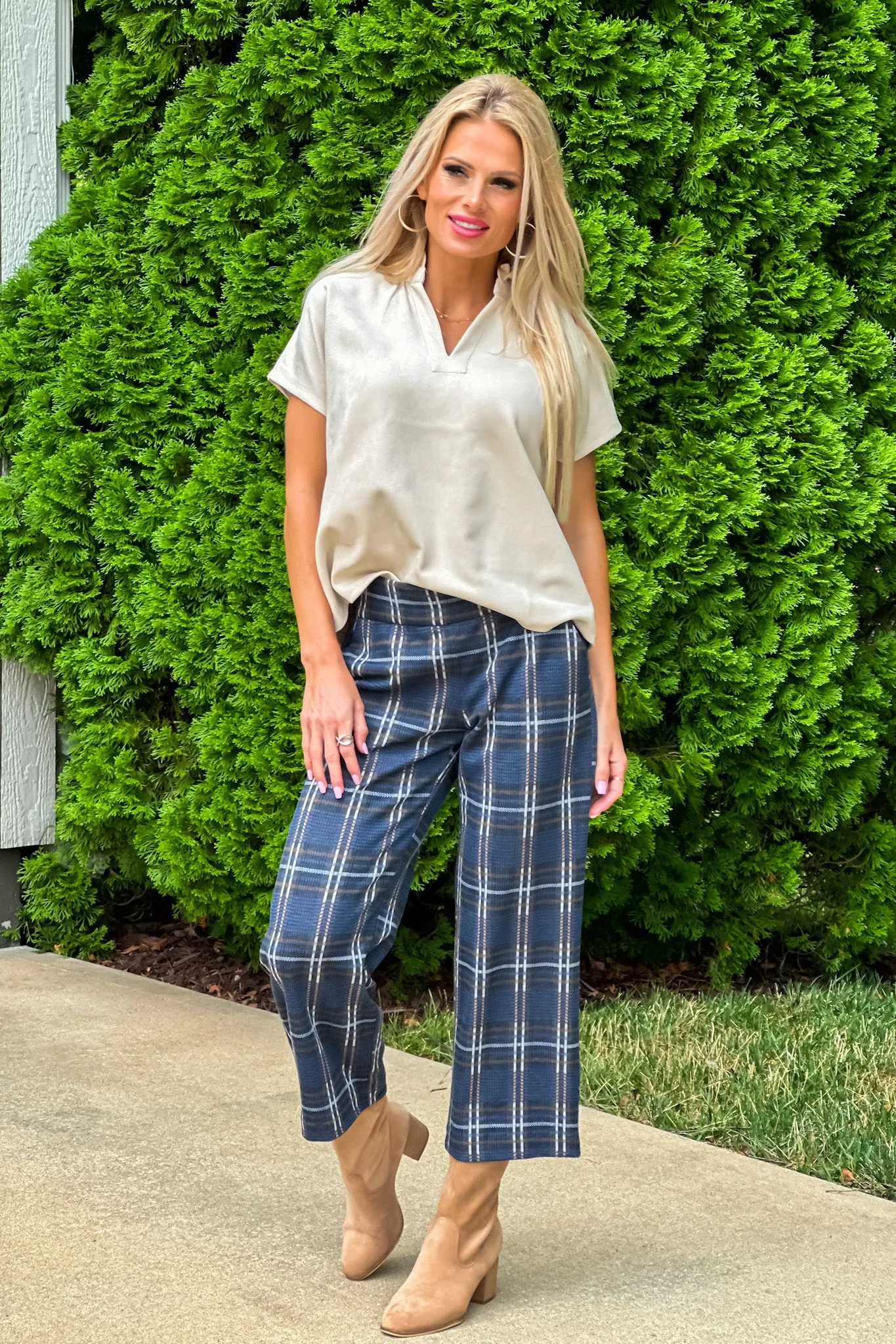 Liverpool Mabel Wide Leg Knit Pants : Black/Blue