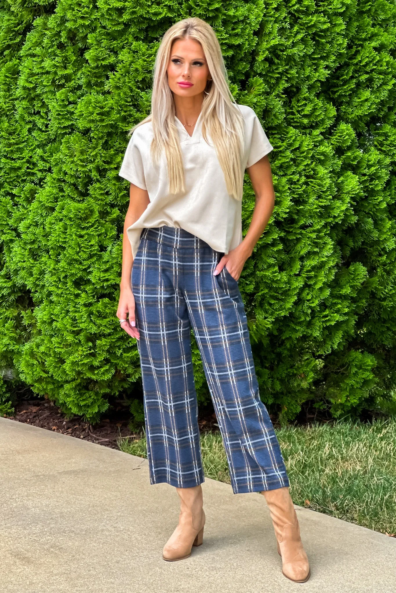 Liverpool Mabel Wide Leg Knit Pants : Black/Blue