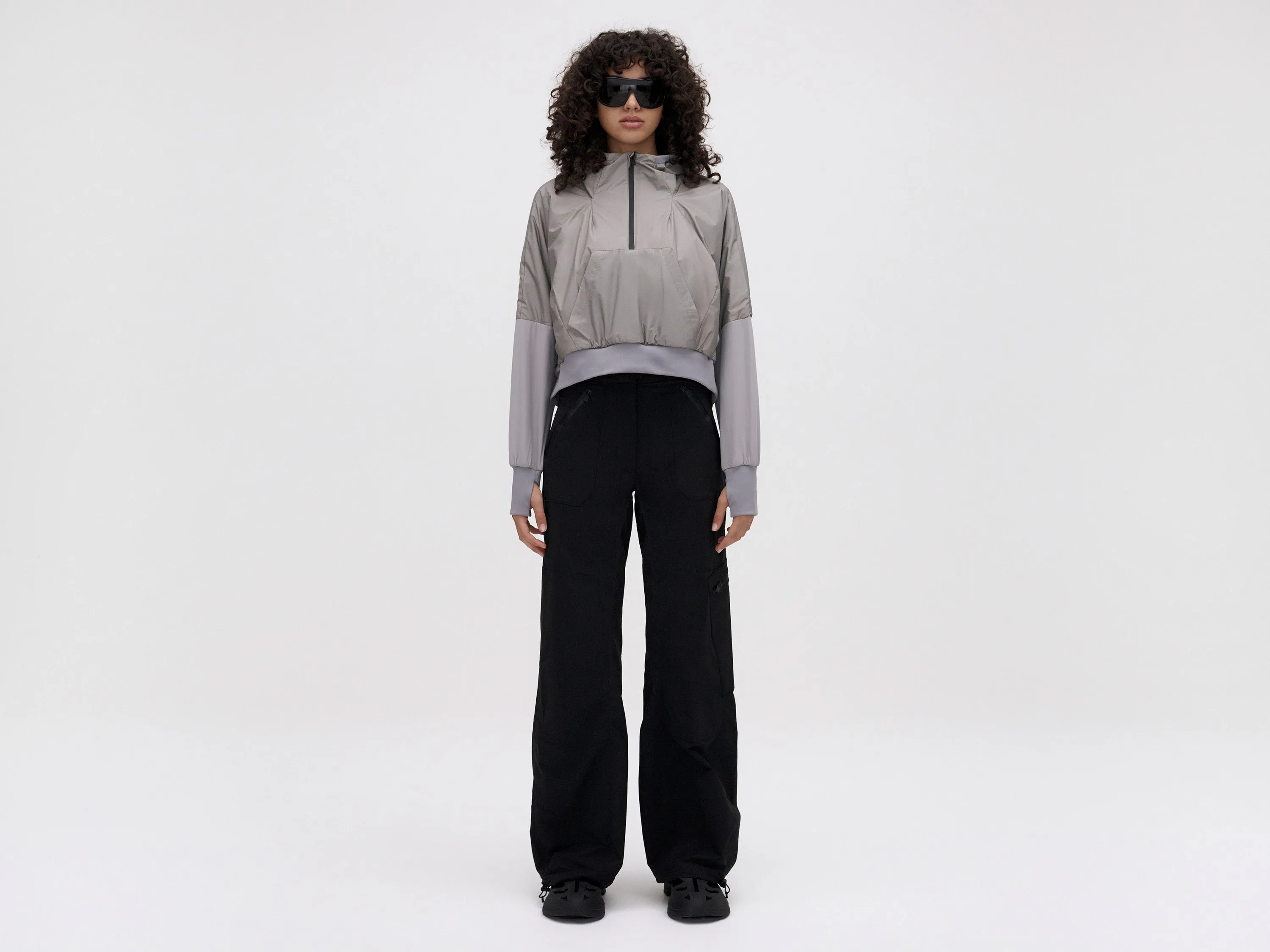 MIDLAYER CROPPED HOODIE - SLATE