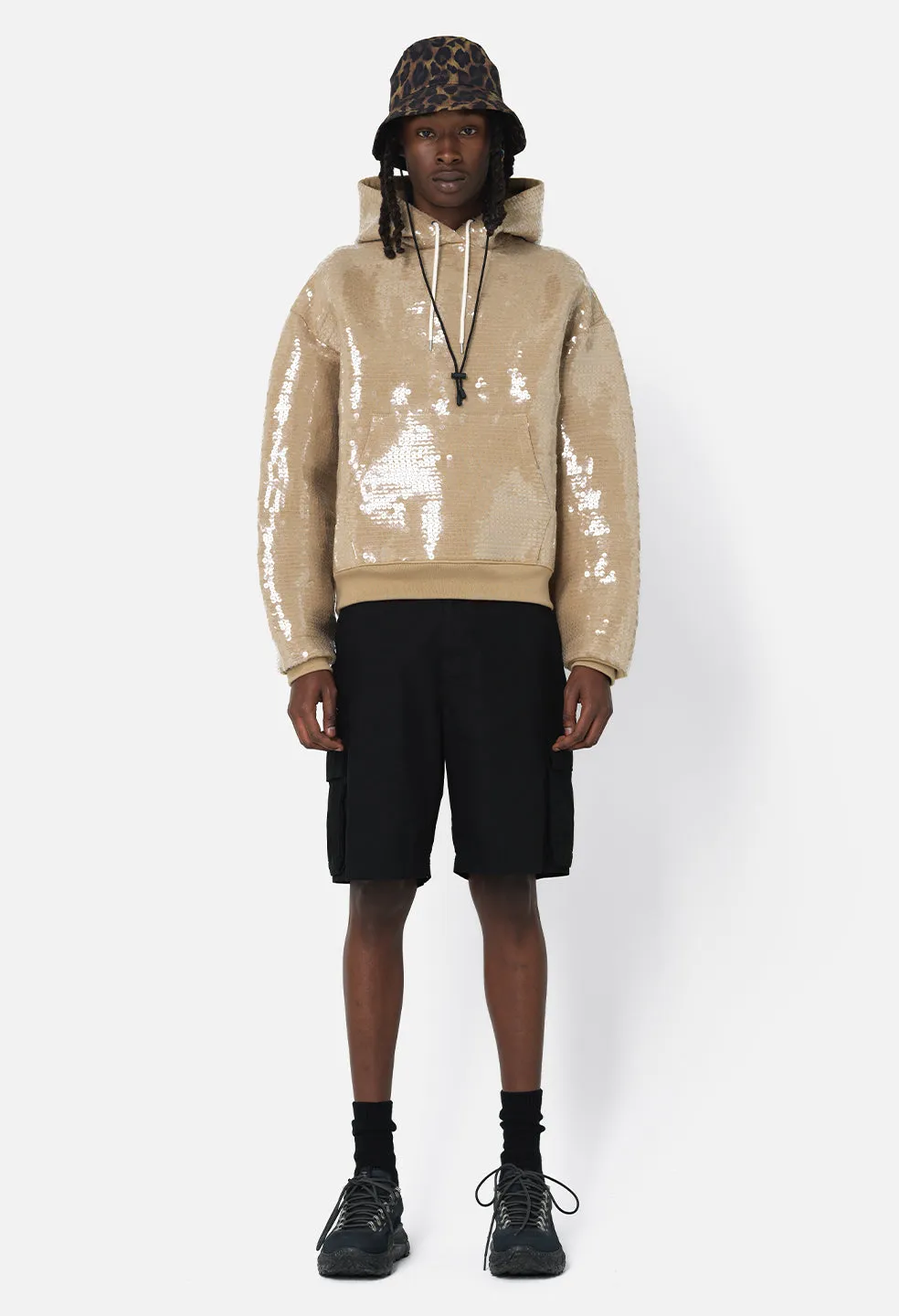 Sequined Hoodie / Tan
