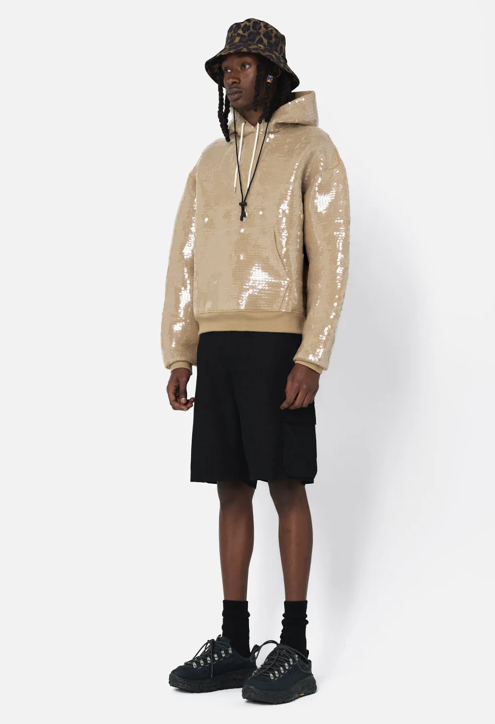 Sequined Hoodie / Tan
