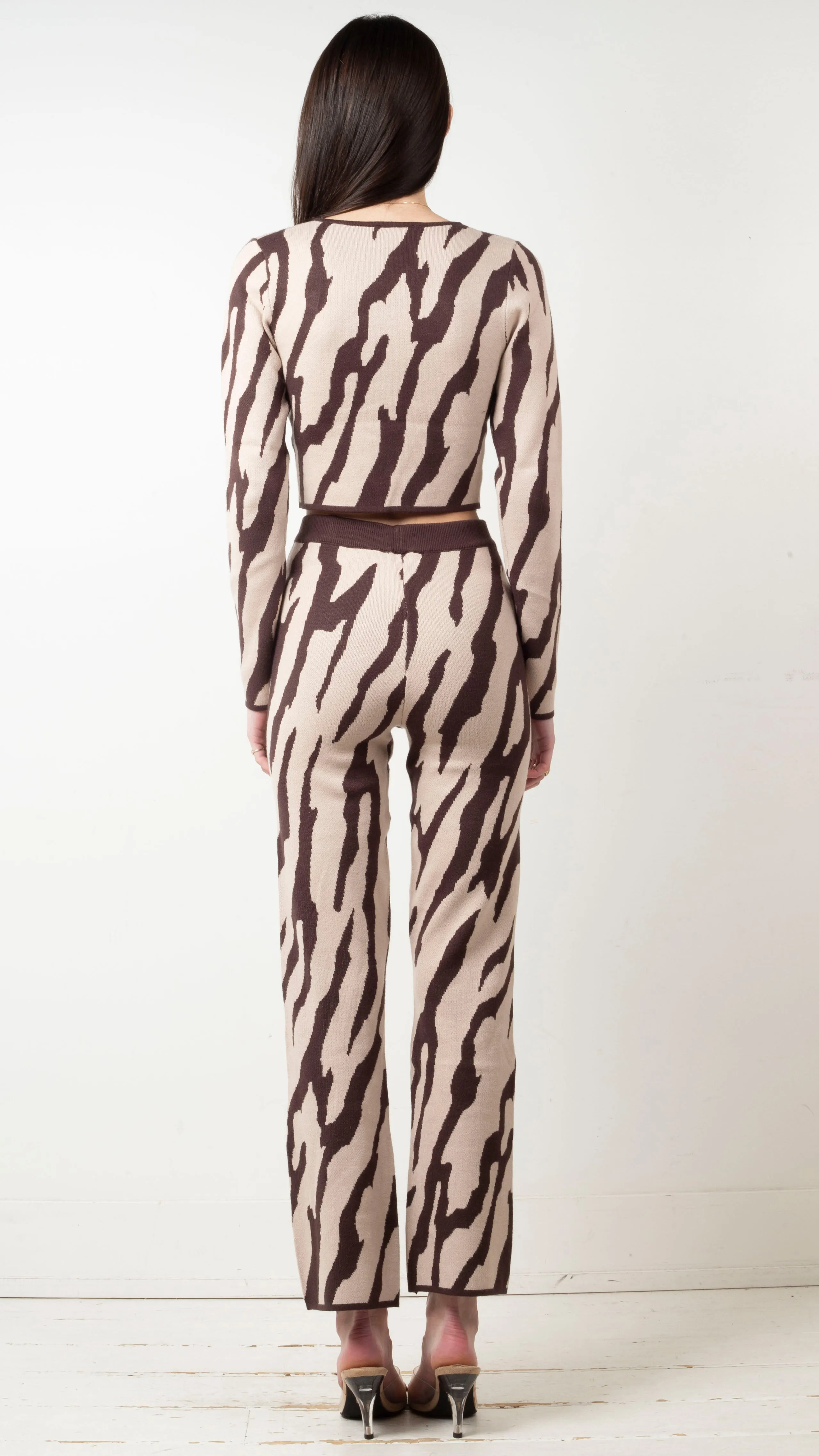 Xena Zebra Sweater Set - Beige/Brown