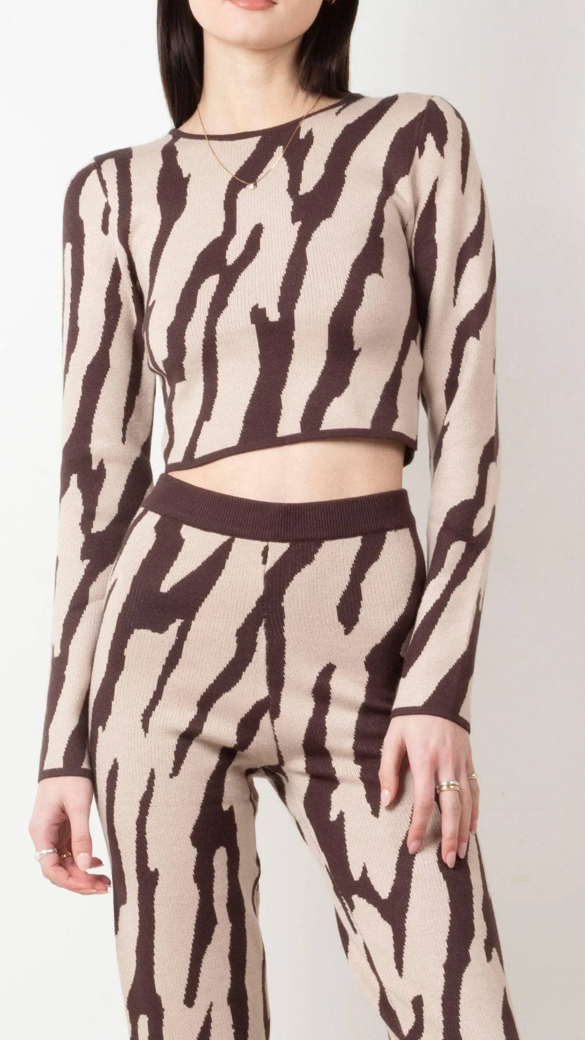 Xena Zebra Sweater Set - Beige/Brown